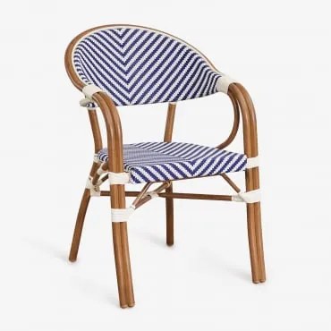 Krzesło Do Jadalni Brielle Bistro Stackable Aluminum Z Podłokietnikami Niebieski Ken - Gardenia Biel - Sklum