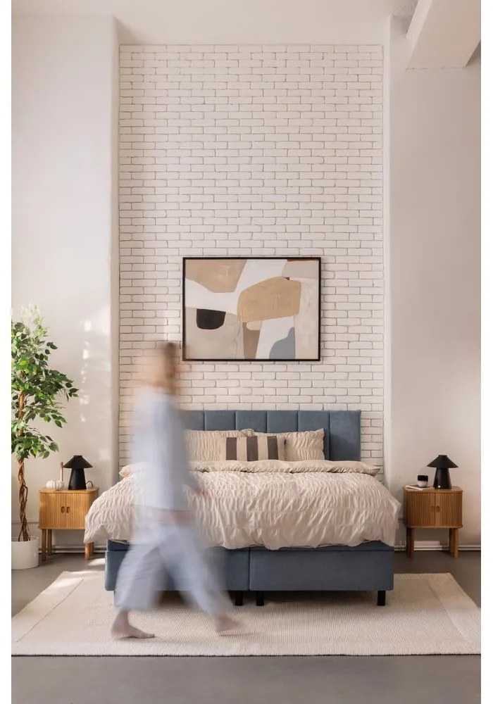 Niebieskie łóżko kontynentalne ze schowkiem 180x200 cm Elva Bold Line – Bonami Selection