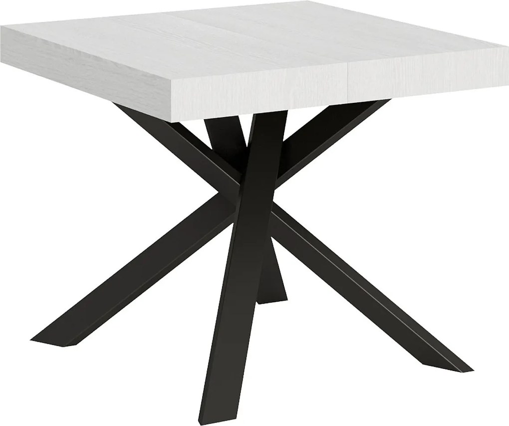 Stół rozkładany 90/194x90 cm Clerk frassino biała nogi antracytowe