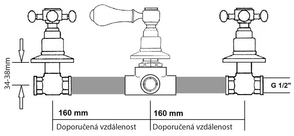 Bateria prysznicowa podtynkowa w kolorze srebra z połyskiem (2 otwory) Antea – Sapho