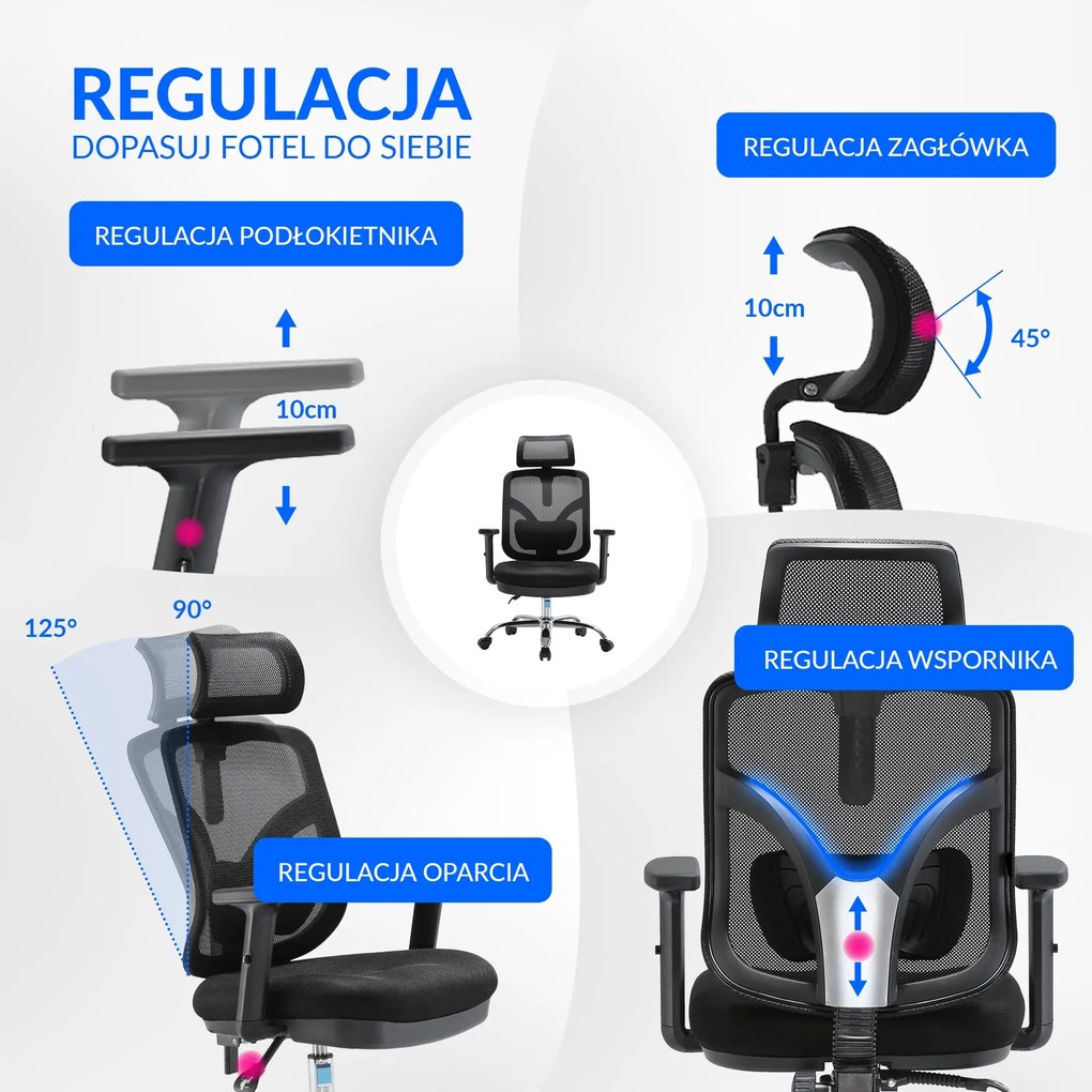 Ergonomiczne krzesło biurowe Jokasta, zgodne z normą BHP