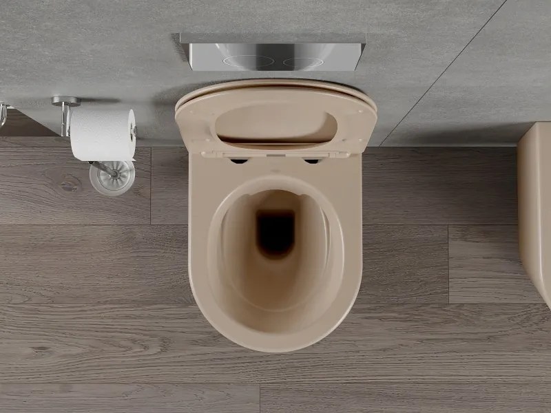 Mexen Rico miska wc Rimless z deską wolnoopadającą slim, duroplast, cappuccino mat - 30724064