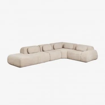 Sofa Modułowy Narożny 4-częściowy Z Lewym Szezlongiem Z Tkaniny Chenilla, Pakowany Próżniowo Mérida Szenila Gruba Beż Tapioka - Sklum