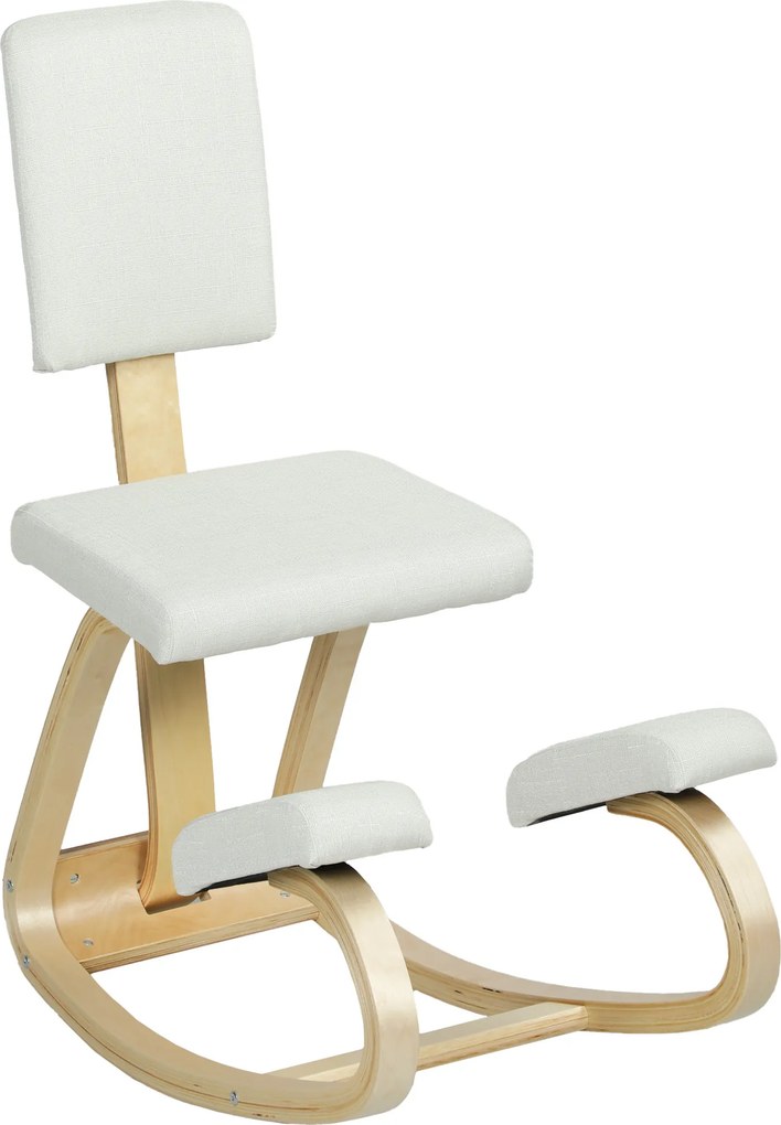 HOMCOM Ergonomiczne krzesło klęczące, krzesło zdrowotne do domu, biura, medytacji kremowy | Aosom PL