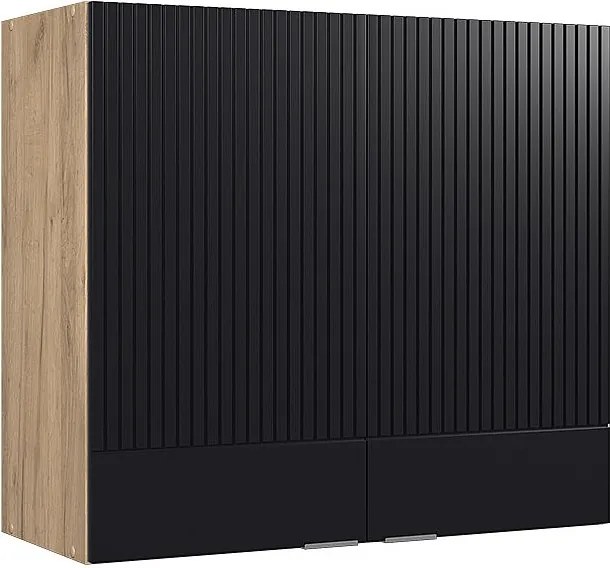 Szklana szafka kuchenna czarne paski 80x34.1x72 fame-line