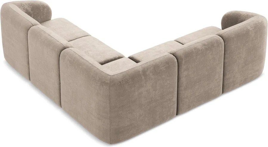 Jasnobrązowy narożnik z tkaniny szenilowej Lani – Makamii