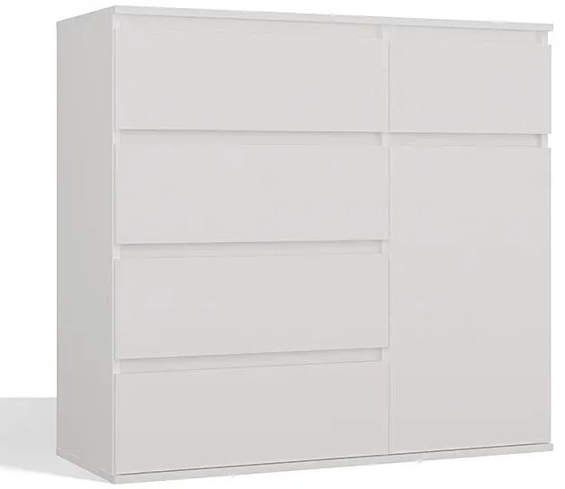 Biała nowoczesna komoda z szufladami i półkami 100cm B4-D90