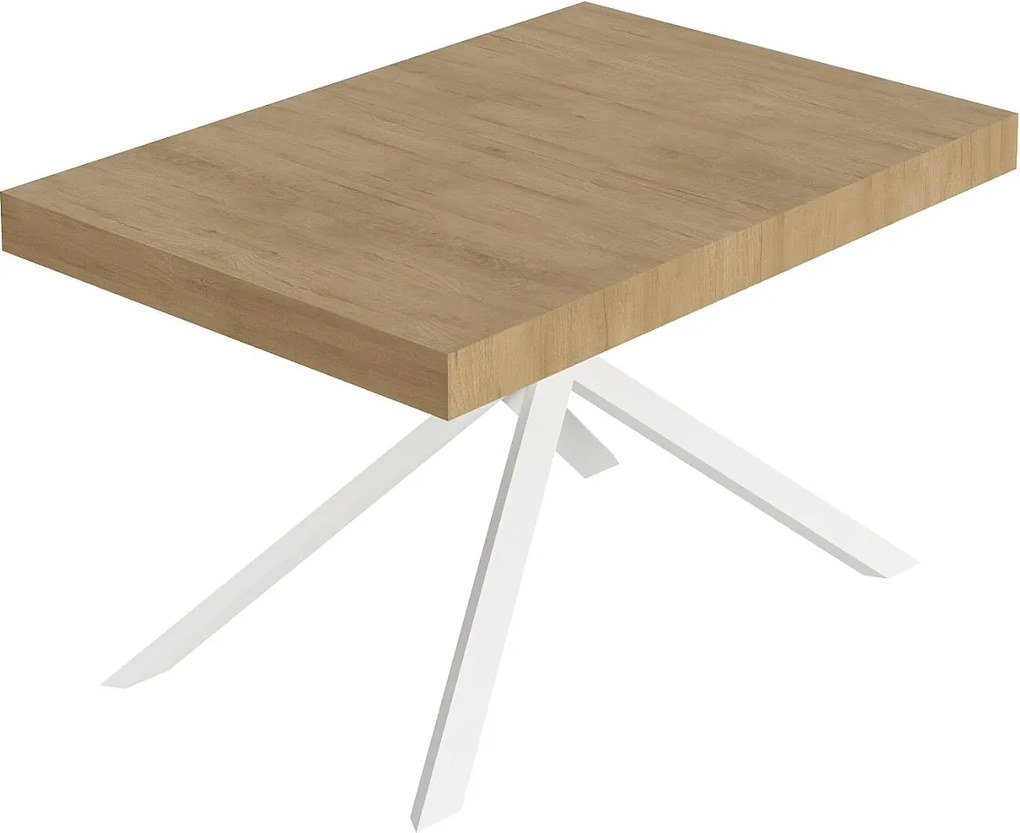 Stół rozkładany Niket 140/244x90 cm dąb naturalny nogi białe