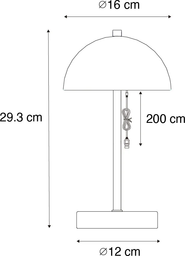 Lampa stołowa zewnętrzna czarna, ładowana, 3-stopniowo ściemniana - Keira