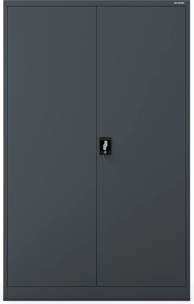 Szafa biurowa metalowa Jan II D600 szeroka i głęboka, 115x60x185 cm, kolor antracyt