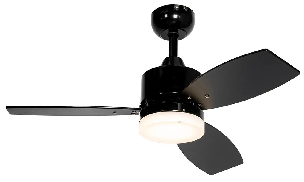 Czarny wentylator sufitowy zewnętrzny 91,3 cm z LED, ściemnialny, z pilotem IP44 - Toledo