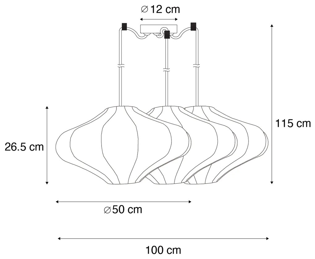 Lampa wisząca Japandi brązowa 50 cm 3-źródła światła - Plu