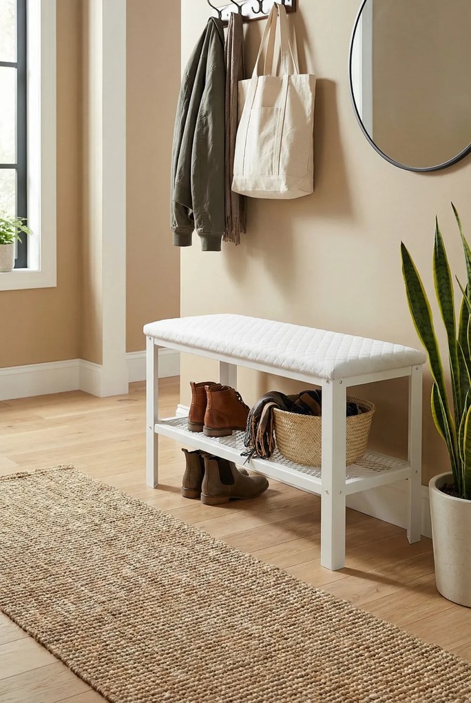 Białe siedzisko z metalowym stelażem L9-D81