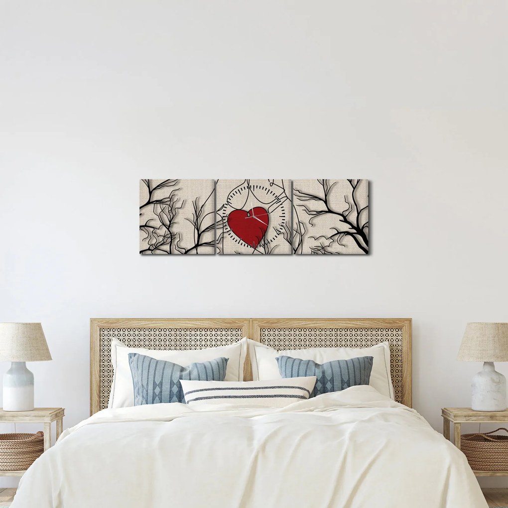 Obraz - Zakochana para (z zegarem) (90x30 cm)