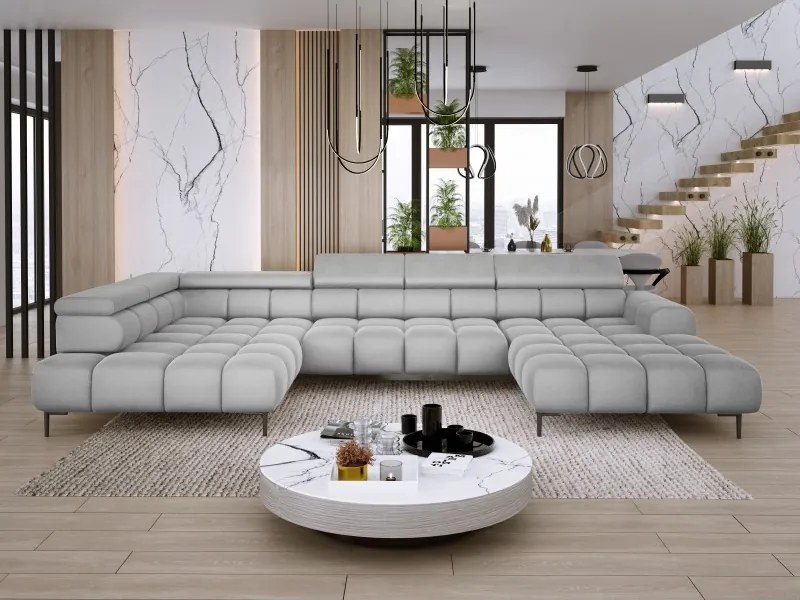 Narożnik PLAZA XL Lewostronny z elektryczną regulacją siedziska Tkanina APHRODITE 19 WERSAL