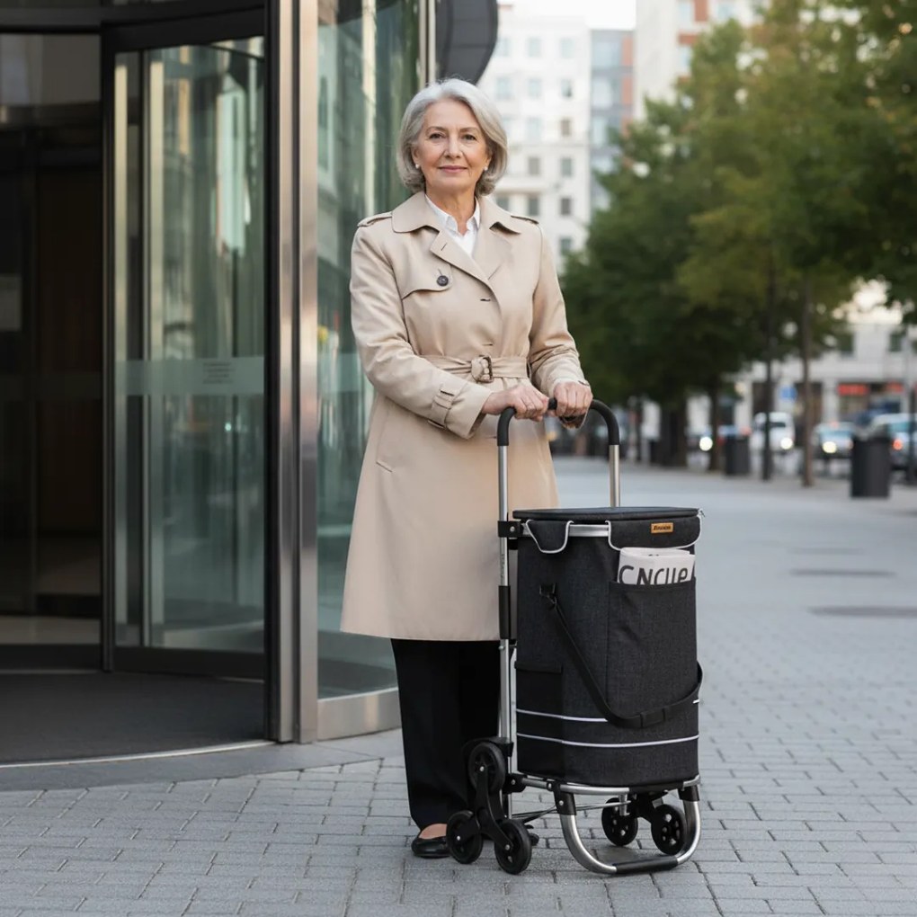 Torba na zakupy na kółkach do schodów COMFORT, 50l, czarna Jurhan
