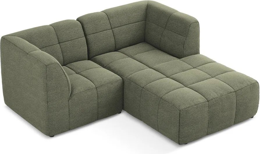 Zielony narożnik z materiału bouclé (prawostronny/z szezlongiem) Aloha – Makamii