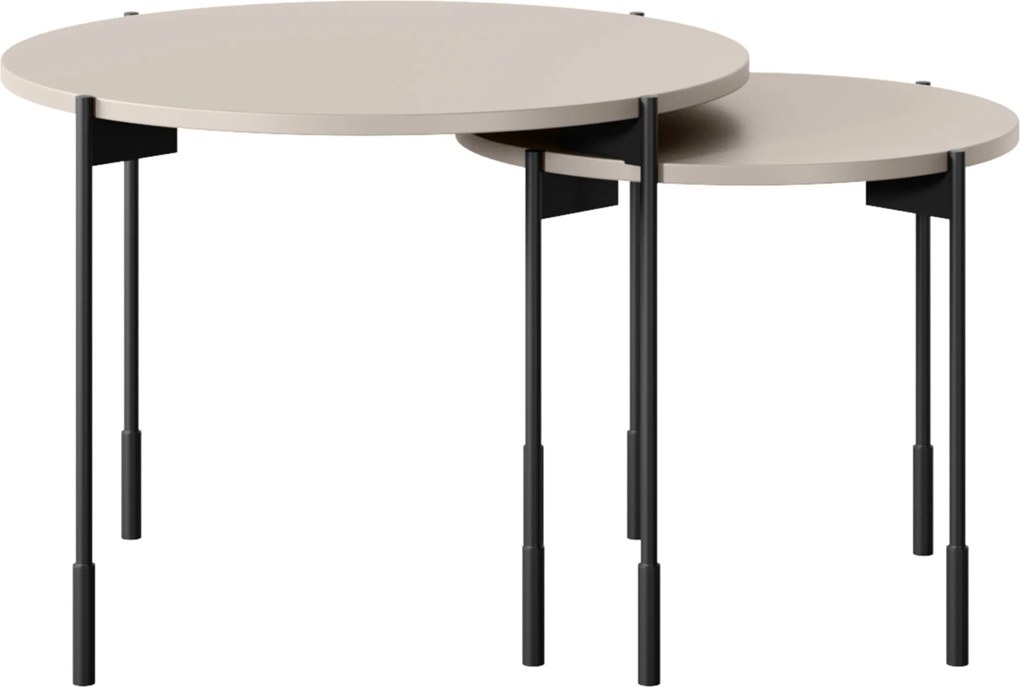Stolik kawowy Sonatia 60 cm okrągły na metalowych nogach - kaszmir