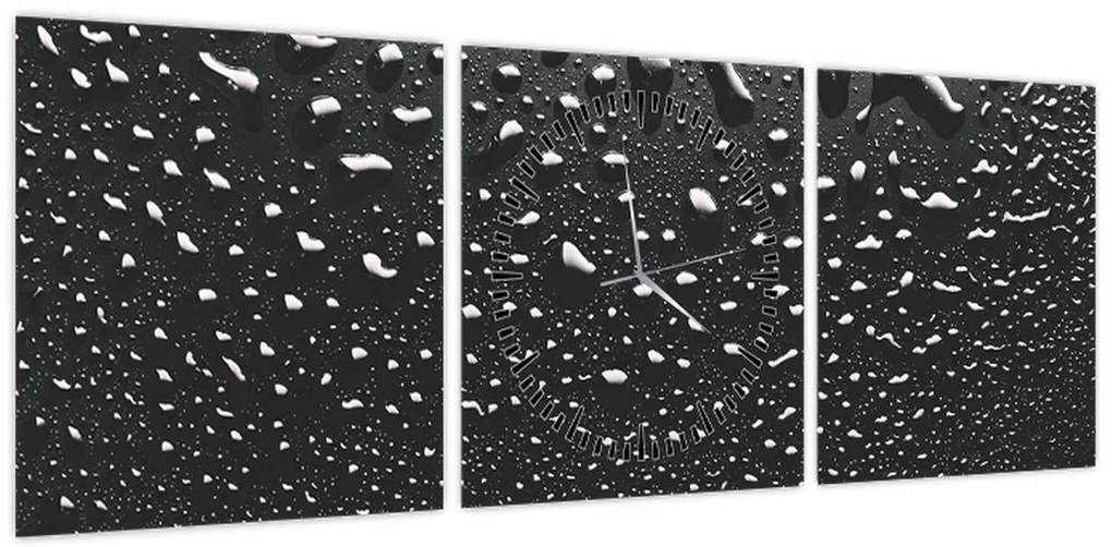 Obraz kropli wody (z zegarem) (90x30 cm)