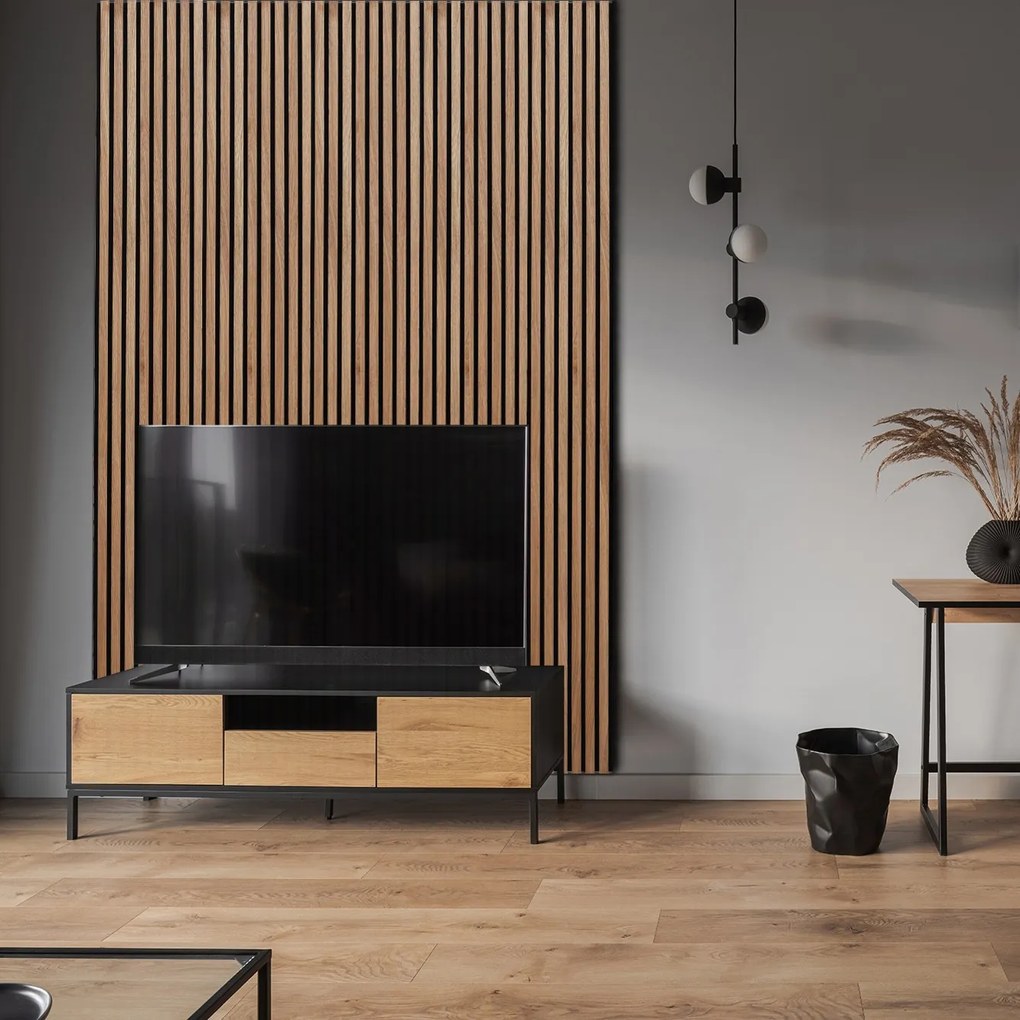 Drewniany panel akustyczny, 2400 x 600 mm, B2BP008, 5 szt, dąb sonoma