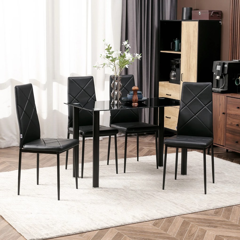 HOMCOM Zestaw 4 Krzesła Jadalniane Kuchenne Nowoczesny Design 41x50x97cm Czarne | Aosom PL