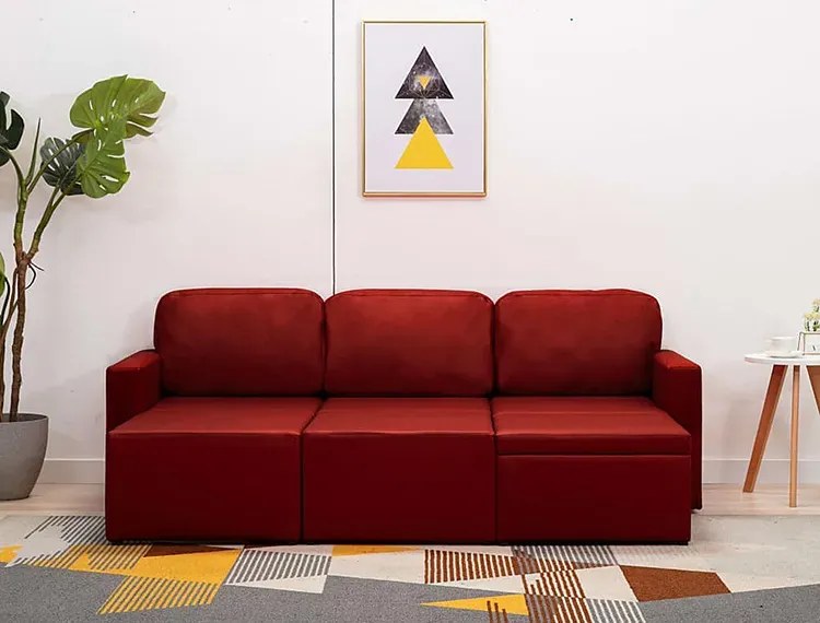 Rozkładana sofa modułowa bordowa - Odi 4Q