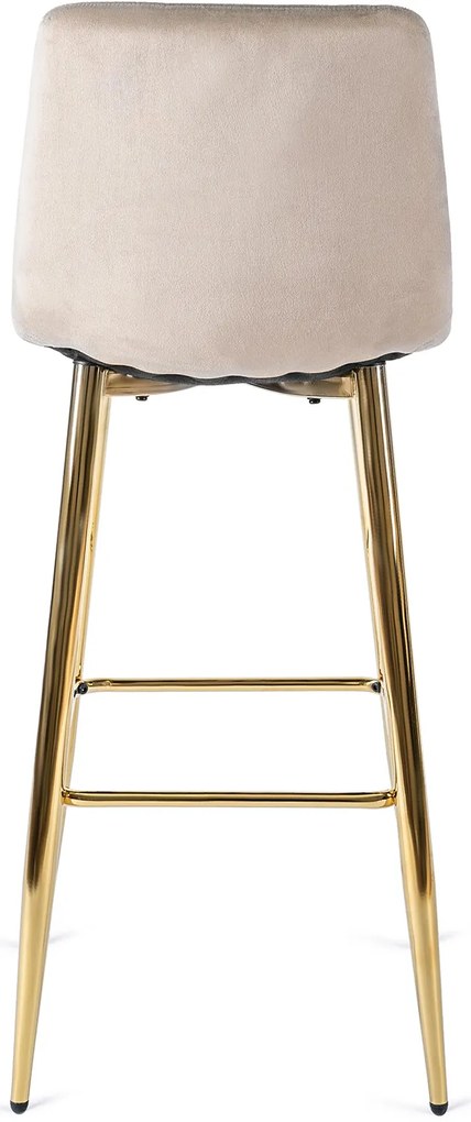 Krzesło Barowe Tapicerowane Hoker ARIEL Ecru Welurowe Nowoczesne Glamour