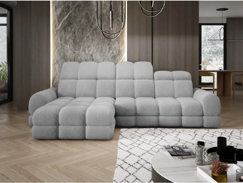 Narożnik TOLLO MINI S Lewostronny Elektryczna regulacja Bubble 06 kolor Jasny Szary WERSAL