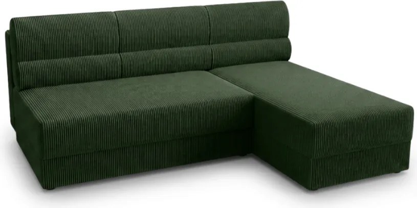 Rozkładana narożna sofa TAVERO SLIM 201x140 cm, ciemnozielona, uniwersalna