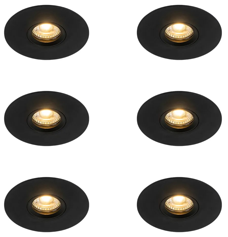 Zestaw 6 Nowoczesna wpuszczana plamka czarna 12 cm - Buco