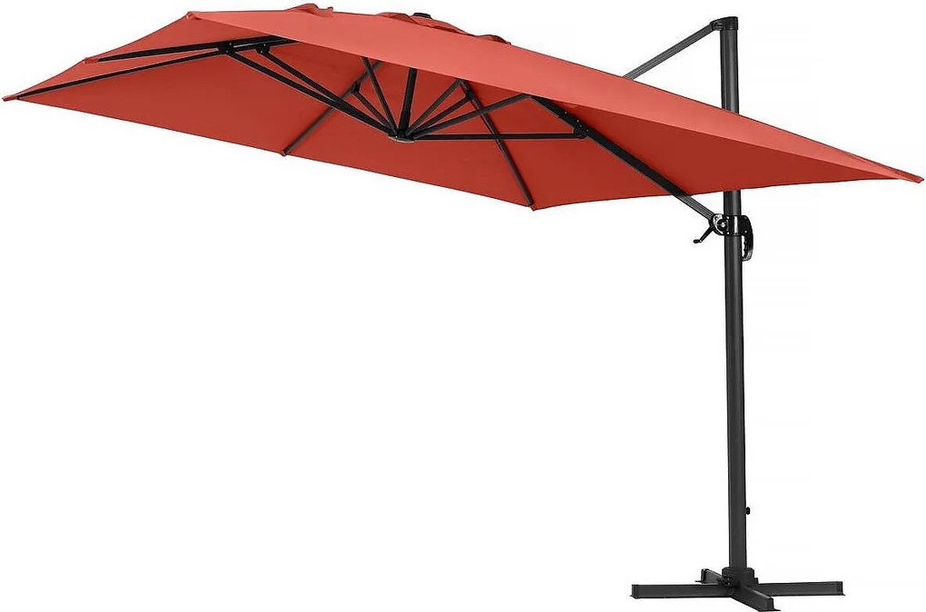 Parasol ogrodowy "Sun 4" z boczną nogą - Aluminiowy - Kwadratowy - 3 x 4 m - Czerwony