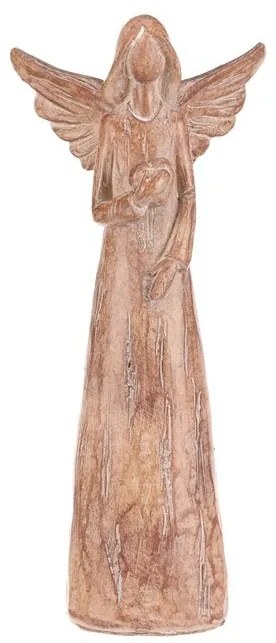 Anioł z sercem z poliresinu, 24 cm, imitacja drewna