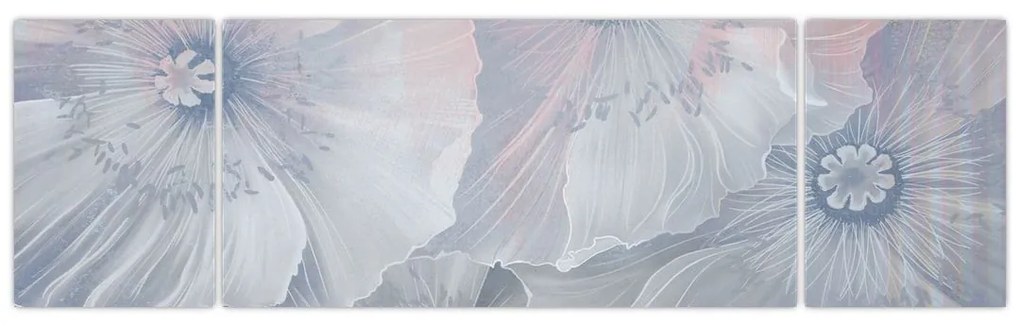 Obraz - Niebieskie kwiaty na ścianie (170x50 cm)
