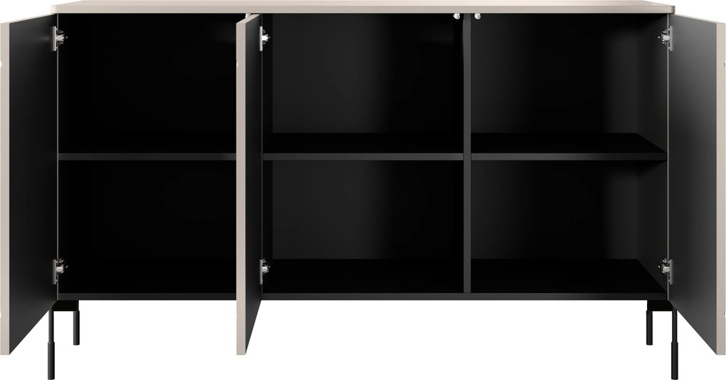 Komoda Sonatia 150 cm trzydrzwiowa - kaszmir / nogi czarne