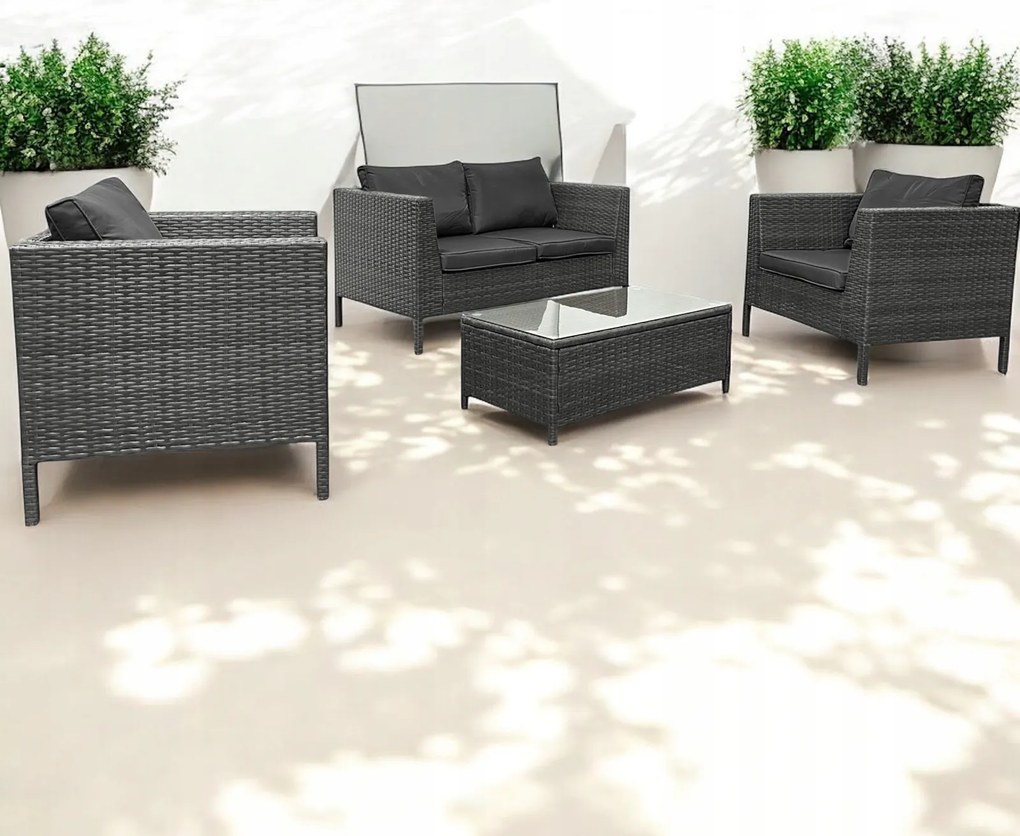 Zestaw mebli do ogrodu Breza, kolor szary, poduszki szare