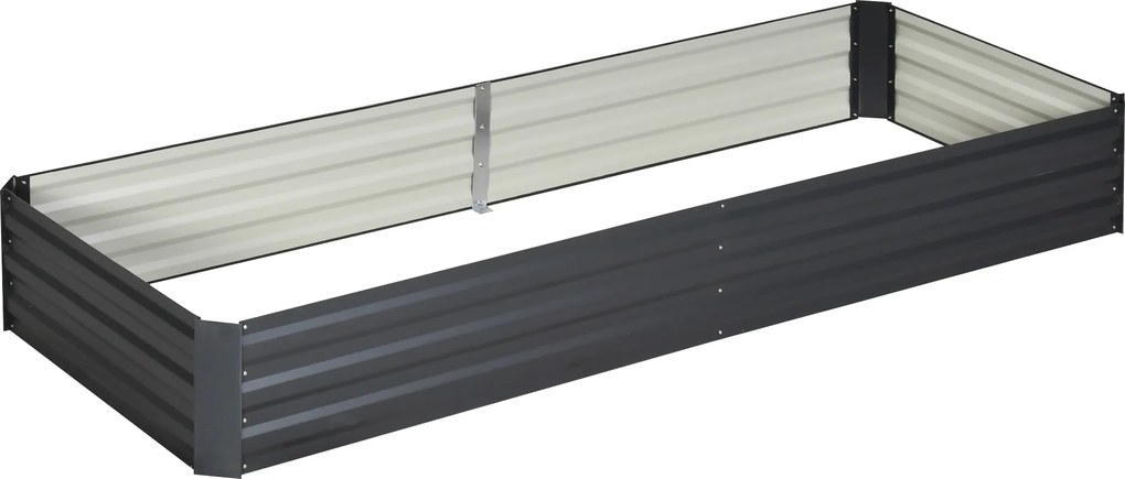 Outsunny Wysokie Grządki ze Stali, otwarte dno, łatwy montaż, 95 dł. x 90,5 szer. x 29,8 wys. cm, Szary