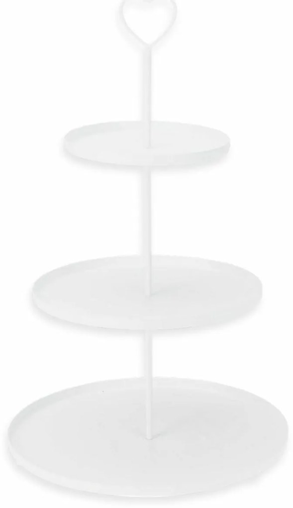 Patera metalowa 3-piętrowa, 30 × 30 × 48 cm, biały