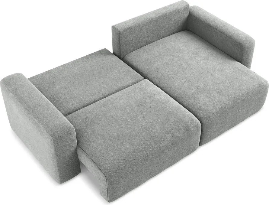 Szary rozkładany/ze schowkiem narożnik z tkaniny szenilowej (prawostronny/z szezlongiem) Kona – Makamii