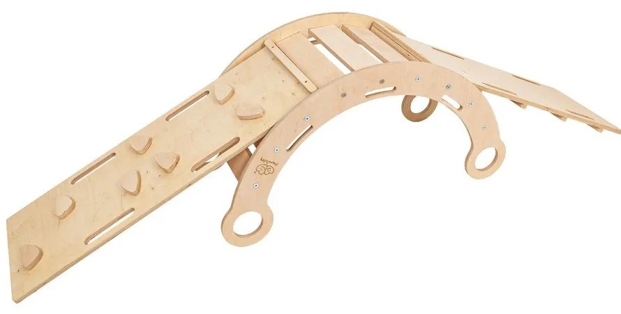 Huśtawka z litego drewna sosnowego w naturalnym kolorze 39x75x38 cm Montessori – Meowbaby