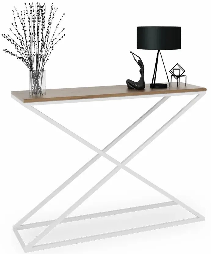 Wysoka konsola biały + dąb lancelot S9-W87