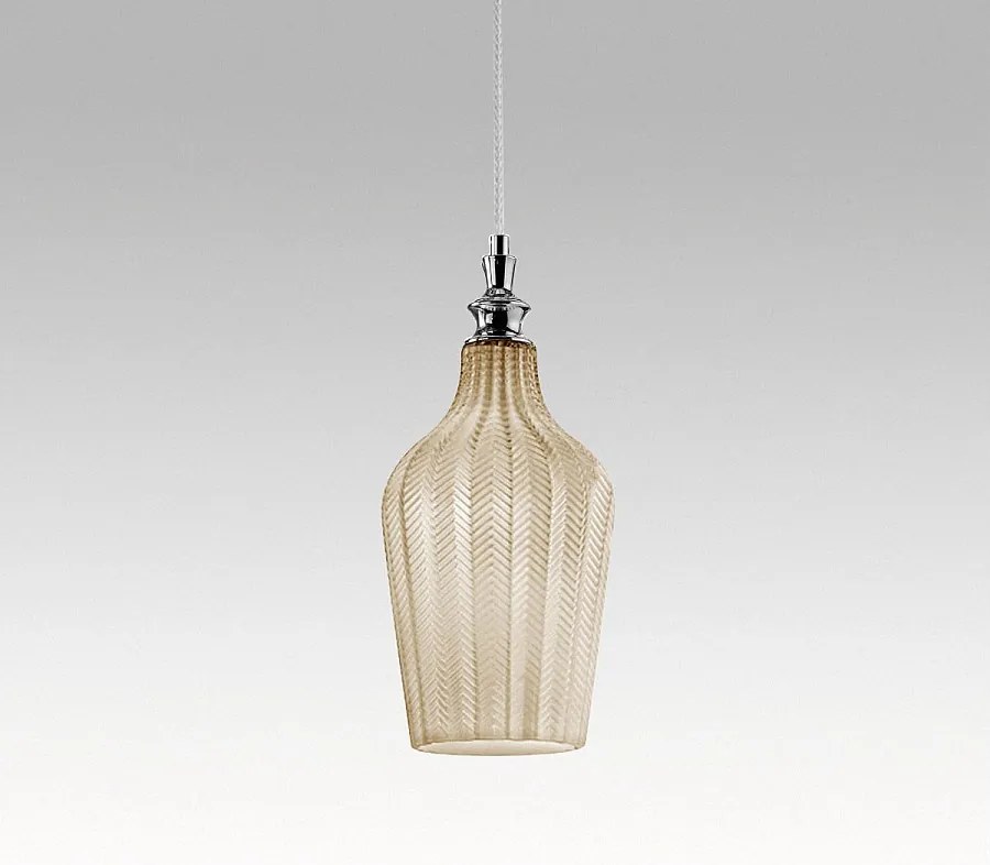 Cleofe lampa wisząca z przezroczystego szkła ochrowego i chromu, gniazdo E27, styl vintage, IP20, Ø18 cm