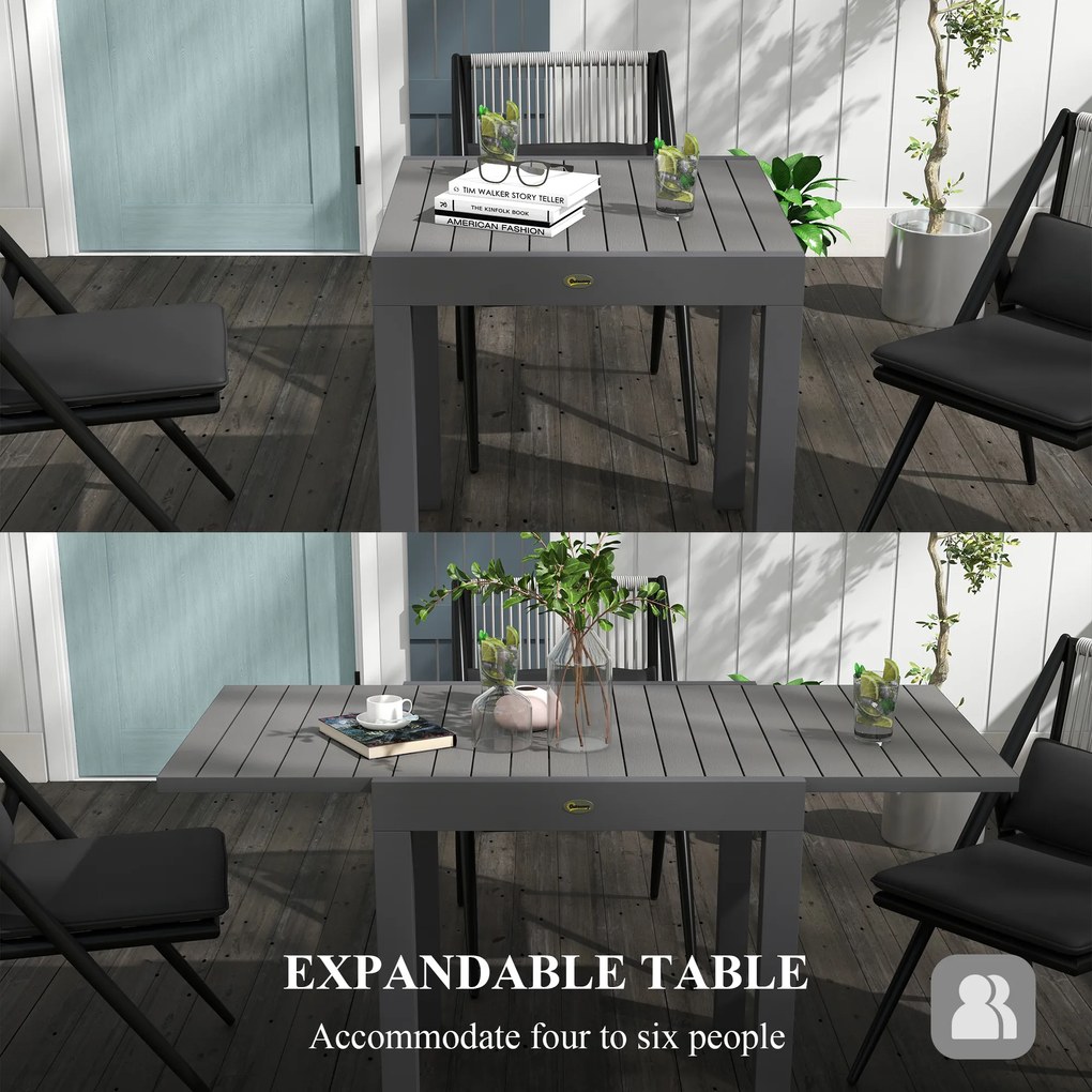 Outsunny Stolik ogrodowy Stolik zewnętrzny, odporny na warunki atmosferyczne, 162 x 80 x 75 cm, Szary