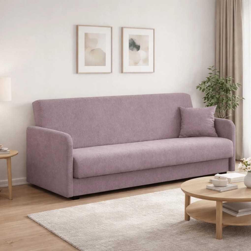 Sofa z Funkcją Spania PORTO Wersalka Dwuosobowa Rozkładana Beżowa Nowoczesna do Salonu