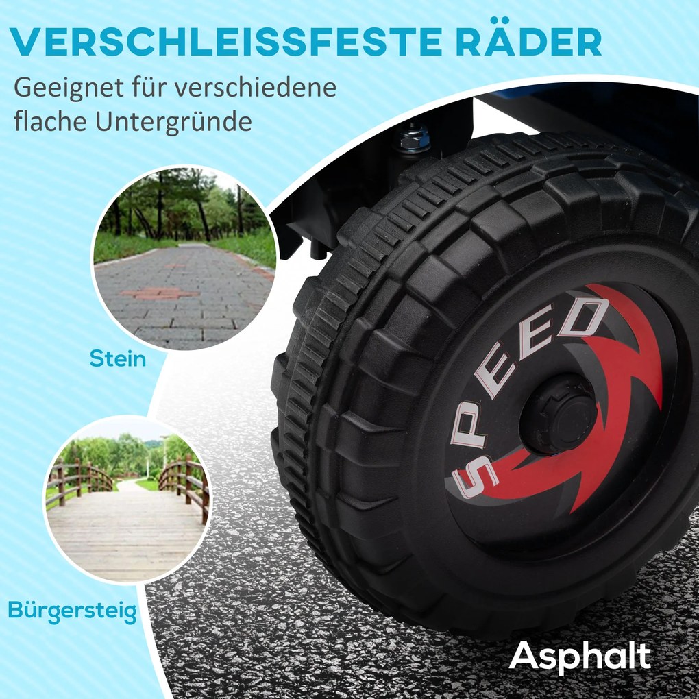 HOMCOM Quad elektryczny dla dzieci 6V Niebieski samochód z metalową przyczepką Bezpieczna zabawa | Aosom PL