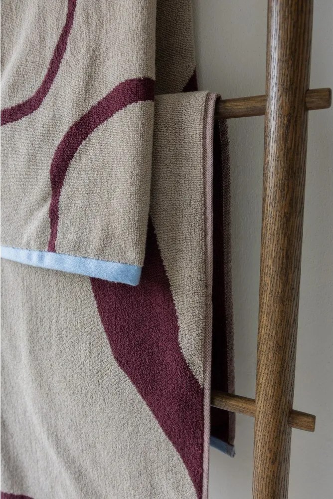 Bordowo-szarobeżowe ręczniki z bawełny organicznej frotte zestaw 2 szt. 50x90 cm Nova Arte – Mette Ditmer Denmark