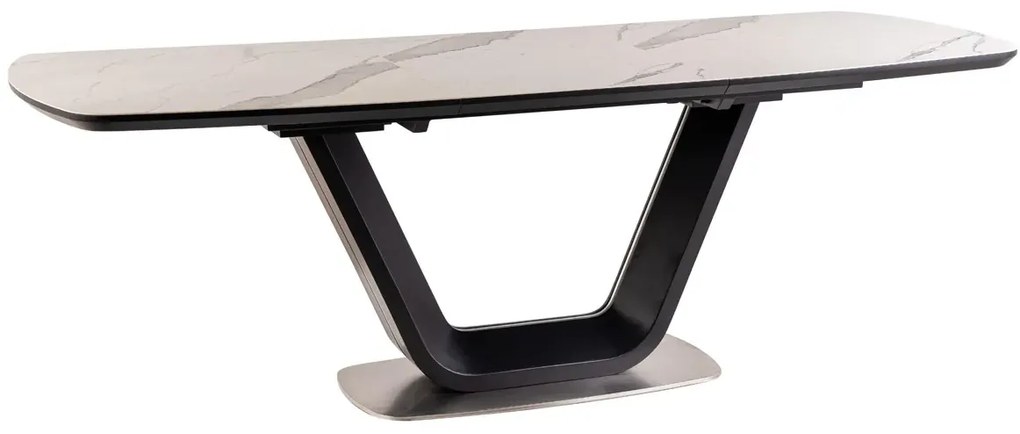 STÓŁ ARMANI CERAMIC BIAŁY EFEKT MARMURU/ CZARNY MAT 160(220)X90 SIGNAL