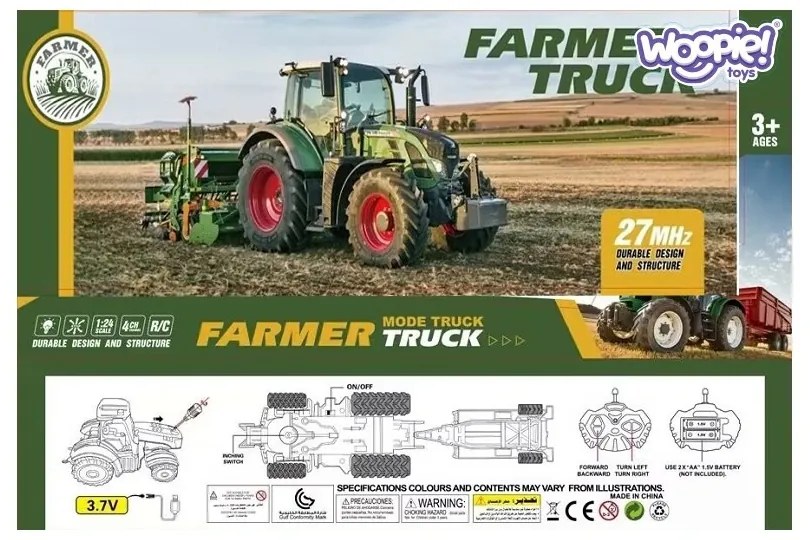 Woopie traktor z przyczepą na pilota sterowany rc - skala 1:24