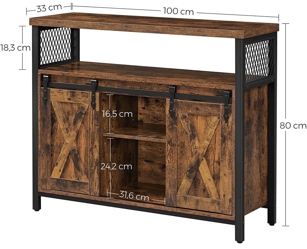 Komoda rustykalna z półką - LSC092B01