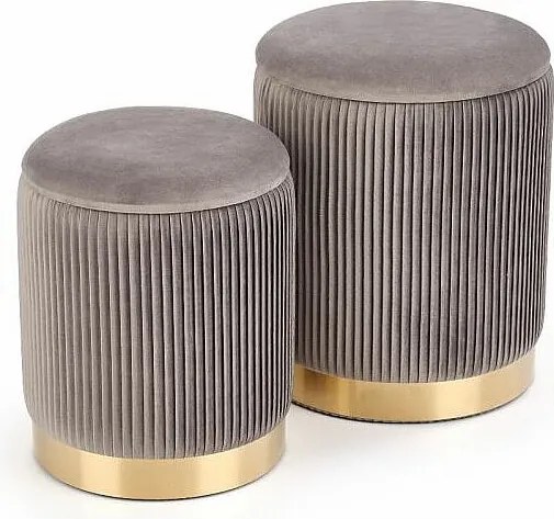 Zestaw puf MONTY VELVET szare/złote