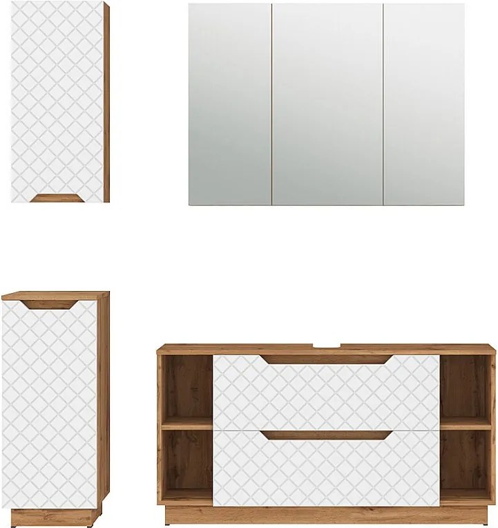 Zestaw mebli łazienkowych dąb/biały ze strukturą płytek 119.2x35x62.5 lotta